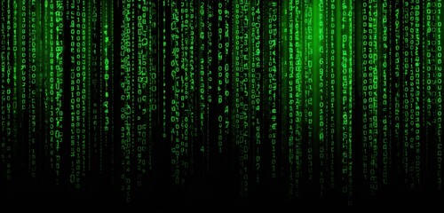 Digital code streams in vibrant green