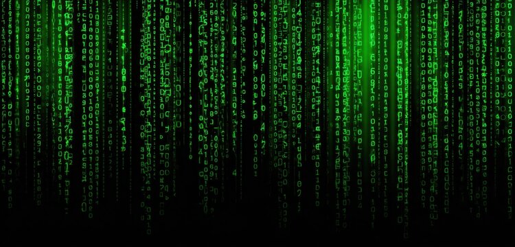 Digital code streams in vibrant green