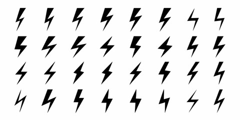 A grid of black lightning bolt icons on a white background representing energy and power