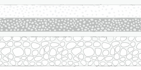 Abstract horizontal stripes with textured patterns and organic shapes in grayscale tones