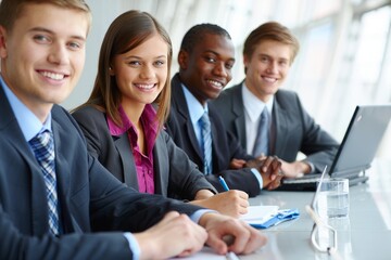 Diverse Business Team Collaborating in a Modern Office Meeting