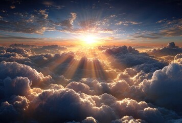 Sunrise piercing through clouds