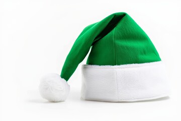 Green Santa Claus Hat Isolated on White Background - Holiday Festive Wear