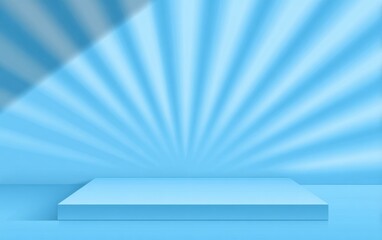Light-blue, radiant, product display podium