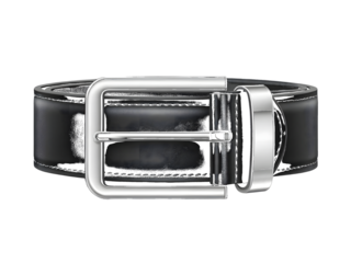 PNG Transparent background Black Leather Belt with Silver Buckle black belt mens belt