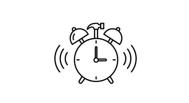 Vintage Alarm Clock Ringing Loudly with Hammer.