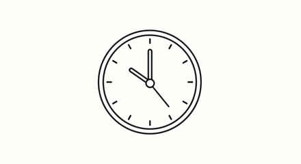 Simple Black and White Analog Clock Showing Time.