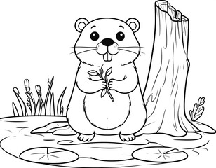 Cute cartoon groundhog illustration