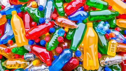 Colorful Plastic Bottles Collection Environmental Issue