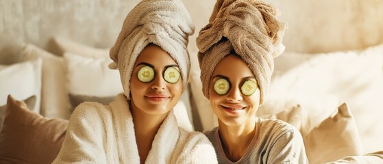 The Women Enjoying a Relaxing Home Spa With Cucumbers on Their Eyes