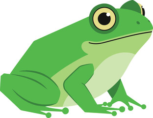  A detailed illustration of a green tree frog, rendered in a pixel art style. 