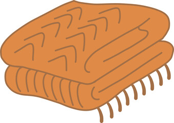 Orange folded blanket illustration, representing warmth and comfort for autumn and winter themes.