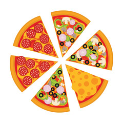 Delicious Pizza Slices: Pepperoni, Veggie, and Cheese Variety