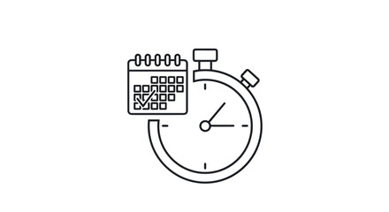 Time Management Icon - Calendar and Stopwatch Synergy.