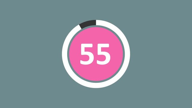 1 minute countdown timer .5 minute stopwatch , analog neon clock icon animation