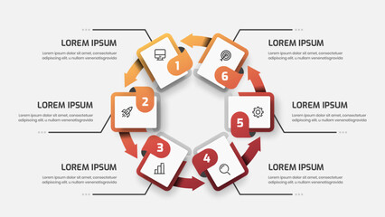 Abstract Infographic Presentation with Gradient Color, Line, 6 Numbers and Icon