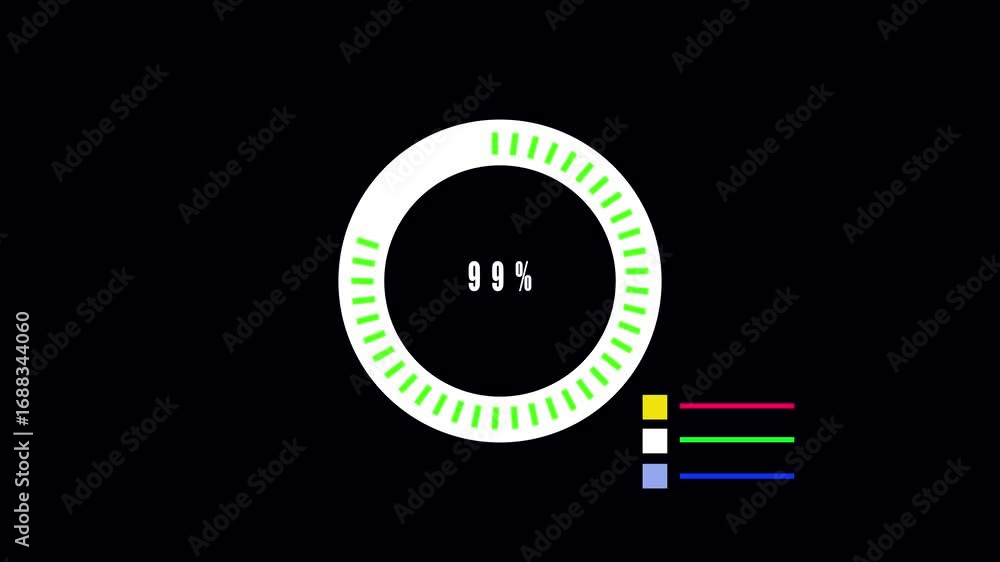 Aufkleber animated loading circle progress ring 69 percent complete data growth chart. digital ui progress rin