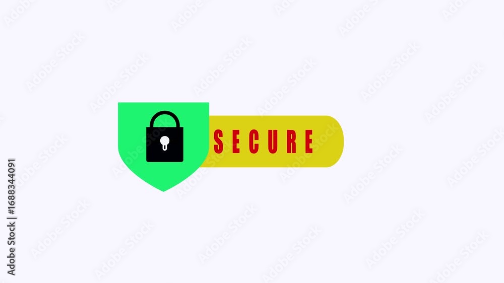 Poster secure lock shield icon animation digital safeguard data protection privacy. modern animated lock sh