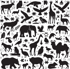 Fototapeta premium Animals Silhouettes Icons