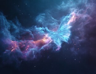 Abstract nebula with a crystalline butterfly