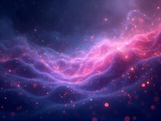 "Abstract dreamy gradient background inspired by starlight dust. Deep navy, violet, magenta, and glowing particles blending like cosmic mist."
