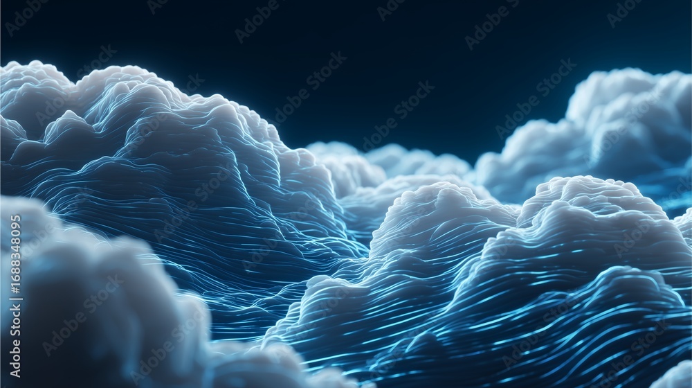 Poster cloudscape canvas: an ethereal, abstract landscape of swirling clouds and textured formations, showc