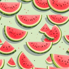 Colorful watermelon slices on a pastel background