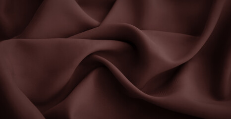 Neutal classic light brown color. Elegant crumpled fabric banner. Matte silk satin material with...