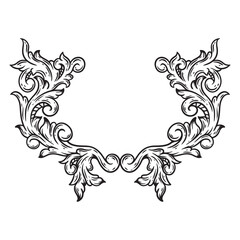 illustration art balck and white hand drawn engraving frame ornament design	