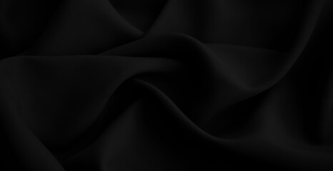 Obraz premium Luxury silk satin fabric background. Fashion elegant dark shade of white grey and black. Smooth monochrome. Waves on the crumbled material. Abstract folds with shine. Smoke iron, jet. Macro shot photo