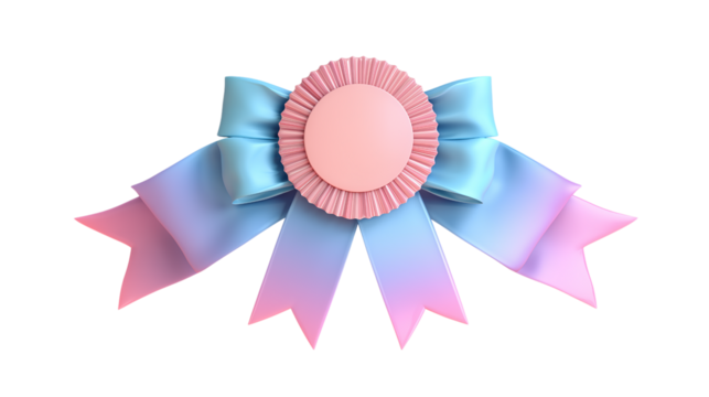Pastel Ribbon Rosette Award with Gradient Colors - Powered by Adobe
