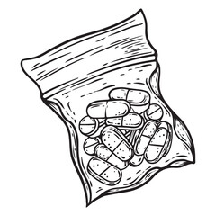 illustration art hand drawn drug clips black and white tattoo and t-shirt design