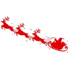 Santa Claus Riding Sleigh with Deers Silhouette Illustration