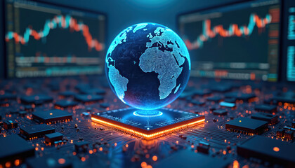 Artificial intelligence revolutionizes financial markets with global data processing, advanced automation. AI systems optimize trading decisions through real-time analytics, pattern recognition,