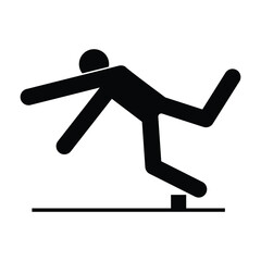Floor-Level Obstacle Safety Icon: Tripping Hazard Symbol for Workplace and Public Infrastructure Signage | High Quality Vectorial Stock Image