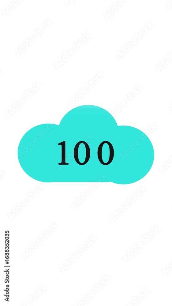 Poster teal cloud progress animation with complete success symbol vertical video. vertical video animated t