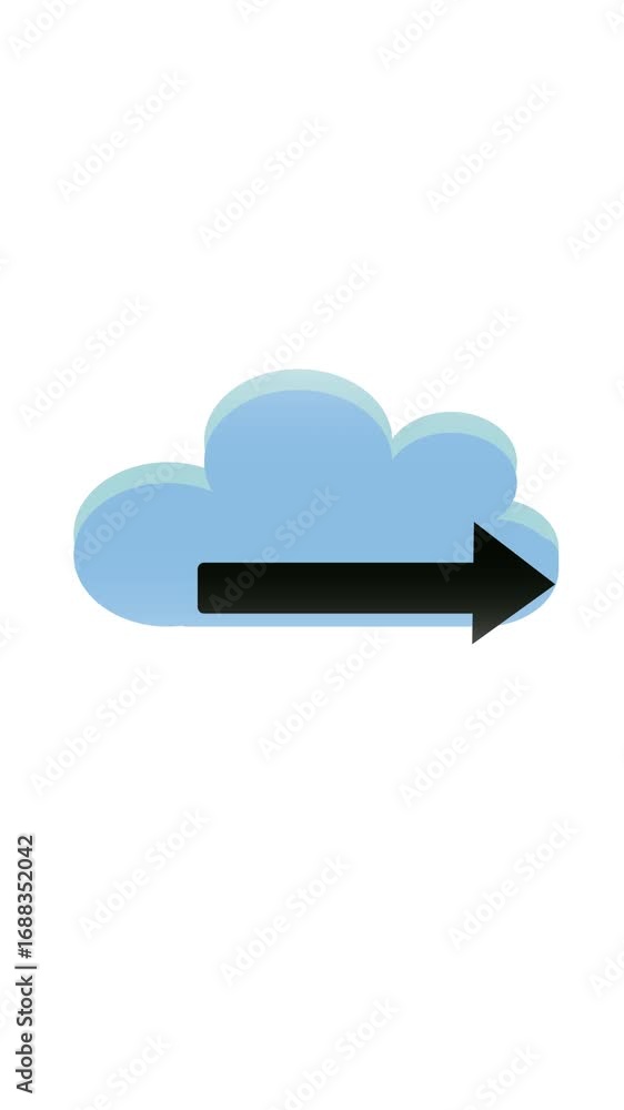 Poster modern technology cloud computing animation with data transfer arrow vertical video.digital technolo
