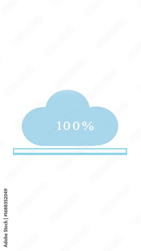 Aufkleber seamless loop cloud upload loading bar 88 percent complete vertical video.pastel blue minimalist clo