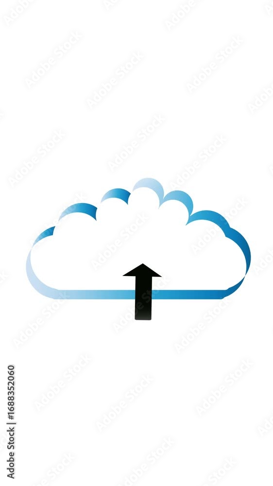 Aufkleber network data backup cloud upload animation vertical video. digital cloud computing upload icon anima