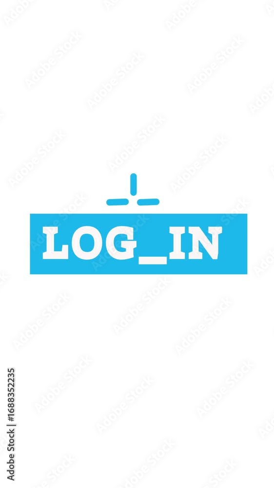 Aufkleber website and app login button motion graphics vertical video. digital interface log in button seamles