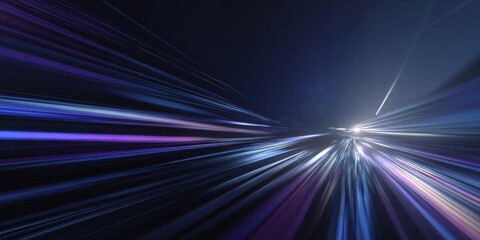 Abstract speed lines, deep blues and purples radiate from center