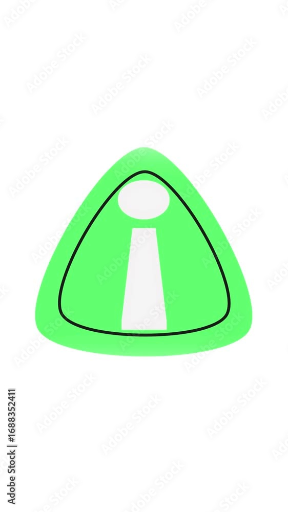 Aufkleber digital information symbol green triangle keyhole animation vertical video. vertical video seamless 