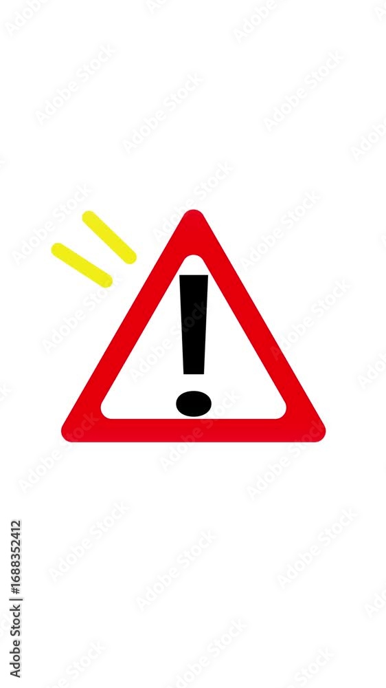 Poster motion design red triangle alert warning animation for social media vertical video. emergency cautio