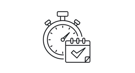 Stopwatch and Calendar Icon for Time Management and Scheduling.