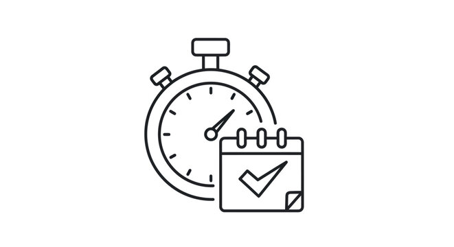 Stopwatch and Calendar Icon for Time Management and Scheduling.