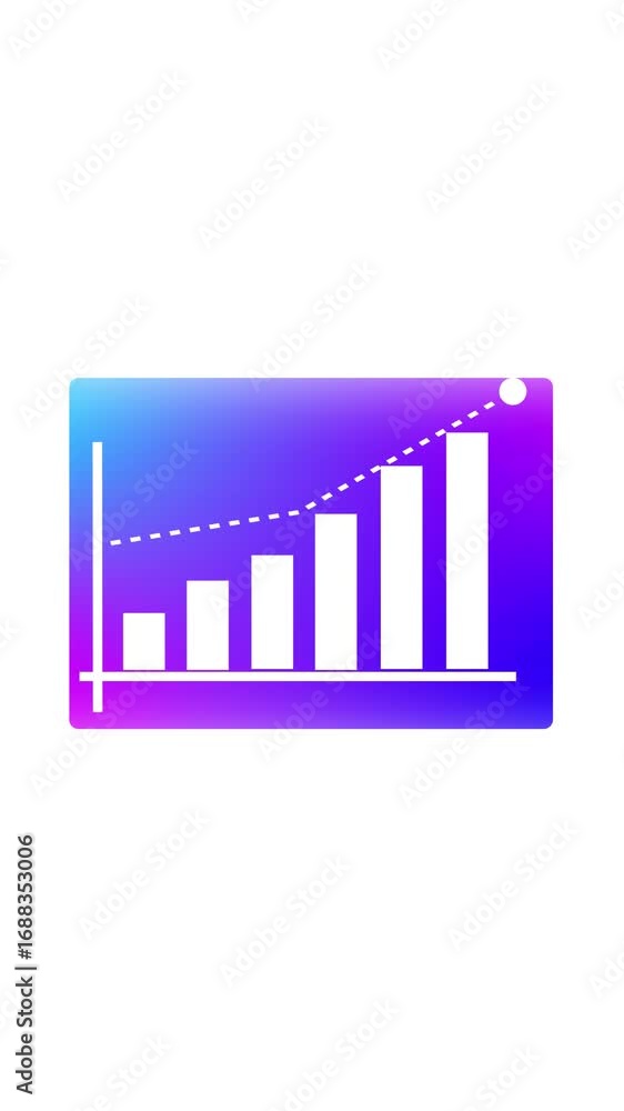 Poster bar graph animation showing business growth success and financial progress vertical video. increase 