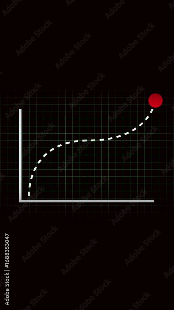 Aufkleber animated sphere movement with parabolic curve and abstract motion graphics vertical video. data visu
