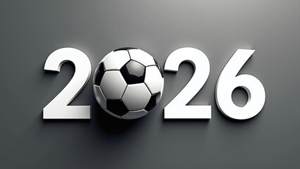 Soccer ball replaces zero in bold white “2026” on gradient.  

