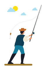 Fisherman. Someone who fishes. Fishing as a hobby. Fishing during the day.