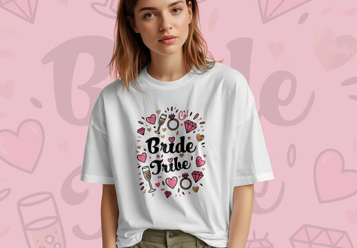 Bride Tribe Bachelorette Party Bridesmaid TShirt Design Template